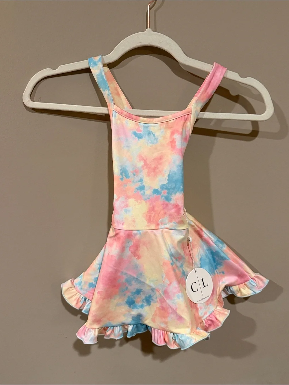 Caden Lane Pastel Tie-Dye Skater Dress in Pink, Blue & Cream